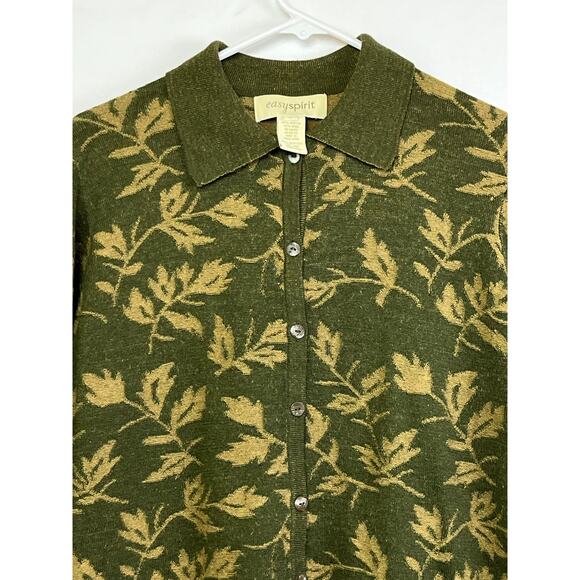 Vintage Easy Spirit Women's Size 2 Green Wool Blend Long Sleeve Cardigan Sweater - Picture 3 of 6